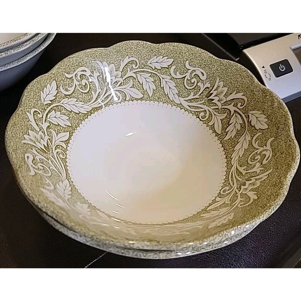 Sage Grn Vintage J&G Meakin English Staffordshire Sterling Renaissance Bowls (2)
